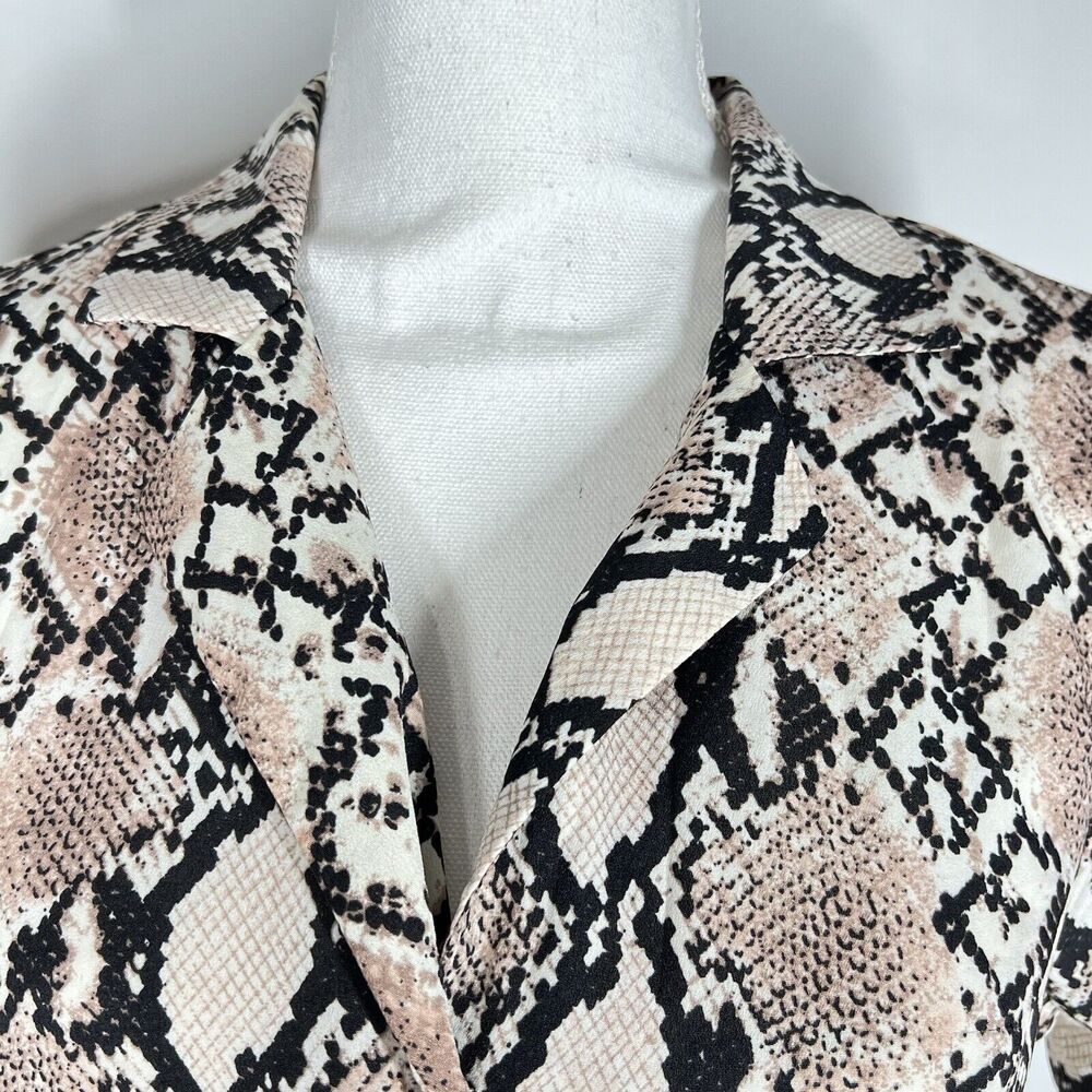 Lulus Lets Snake Grey Snake Print Collared Button… - image 5